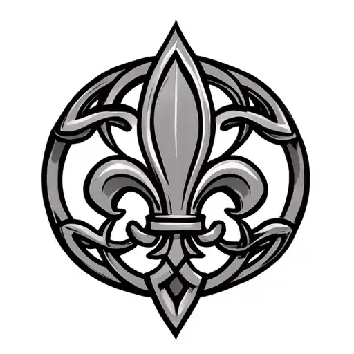 Fleur de Lis with celtic knot background black - Variation 6