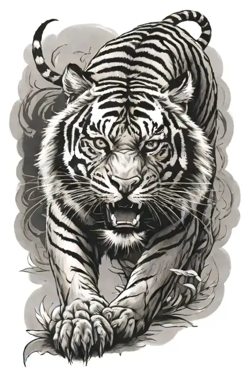 Asian tiger walking