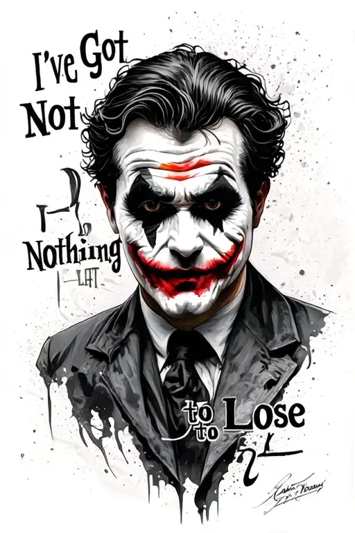 "I've got nothing left to lose" joker Joaquin Phoenix half face tattoo - Variation 2