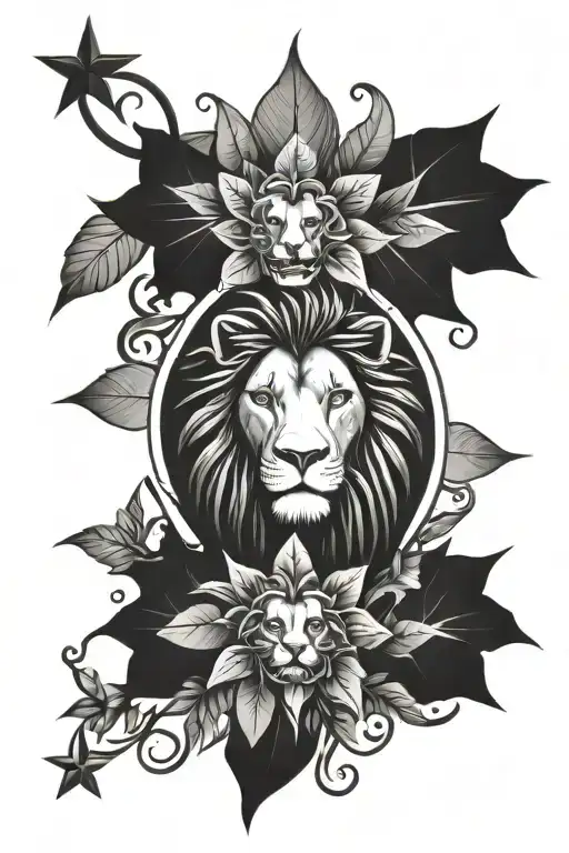 Star and Leaf and lion head - Variation 2