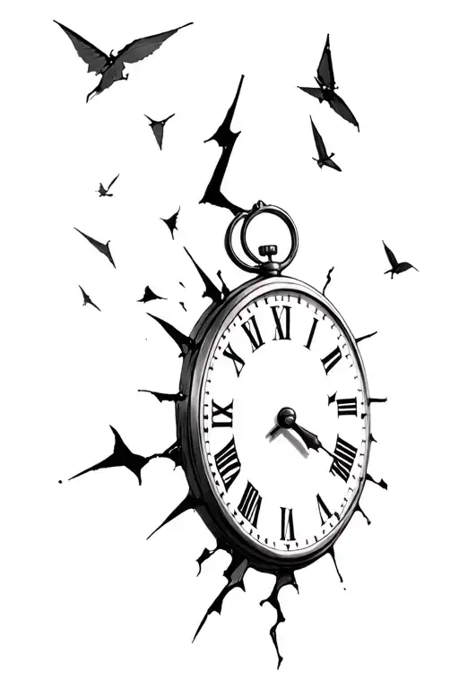 broken clock with numbers flying away - Variation 2