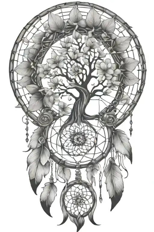 life tree dream catcher lotus flower