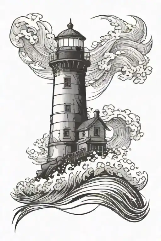 lighthouse with waves crashing