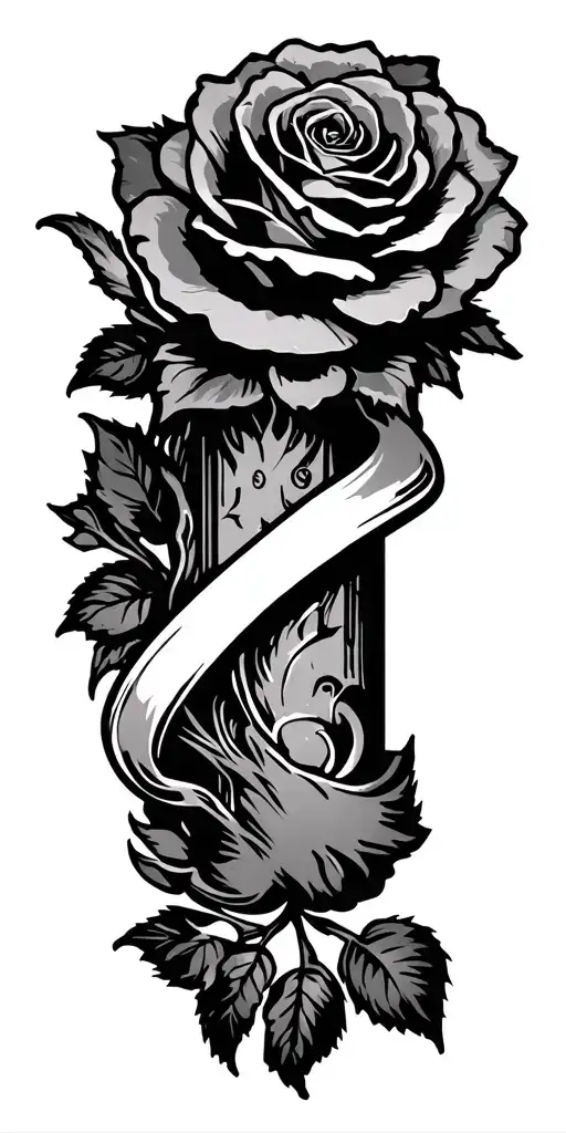 passing time, banner, roses - Variation 2