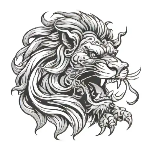 Chinese lion roaring - Variation 2