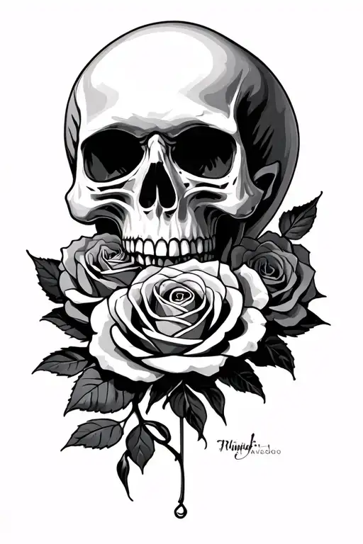 evil skull, roses