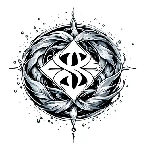 sigma symbol intertwined with water element and spirituality