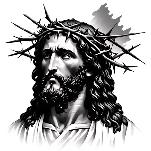 jesus with crown of thorns side profile - Variation 2