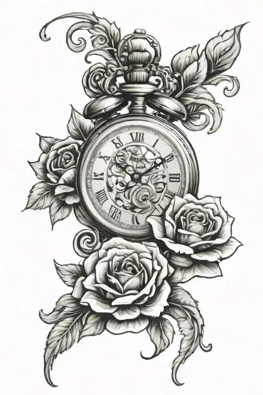 Pocket watch and Rose and Carnation and Playing Cards - Variation 2