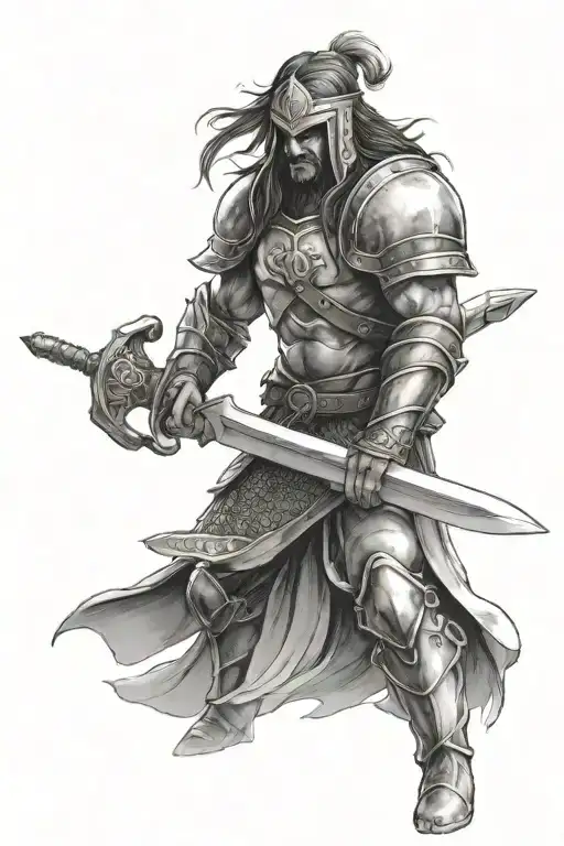 christian warrior wielding a sword - Variation 2