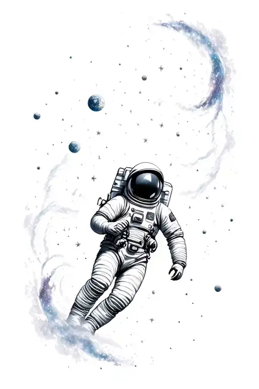 astronaut surrounded in neubules galaxy filled - Variation 2