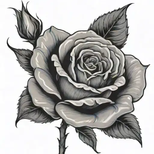 long stem rose bud two blue buds