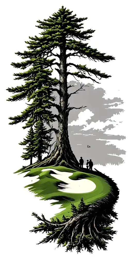 pine forest wrap around tree golf course family - Variation 3