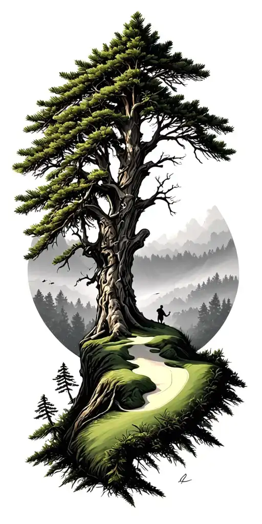 pine forest wrap around tree golf course family - Variation 4