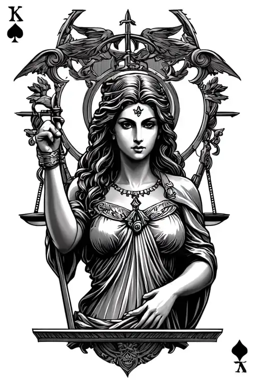 lady justice like a taroot card
