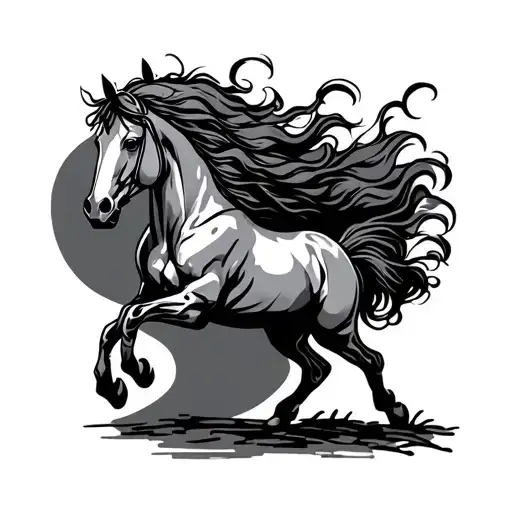 A graceful horse with a graceful stance, a horse with star-shaped hind legs