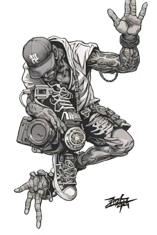 hip hop themed tattoo - Variation 2