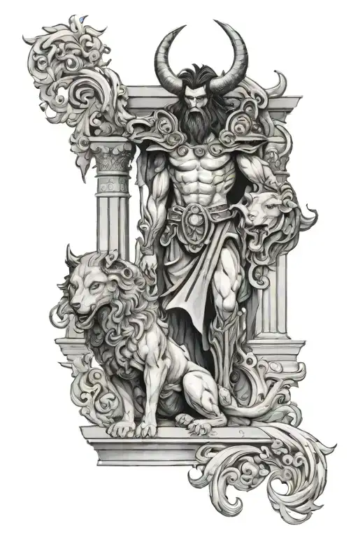 Hades with Cerberus guarding the gates