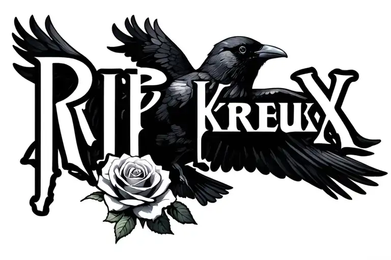 "RIP Kreux" Crow flying with Rose