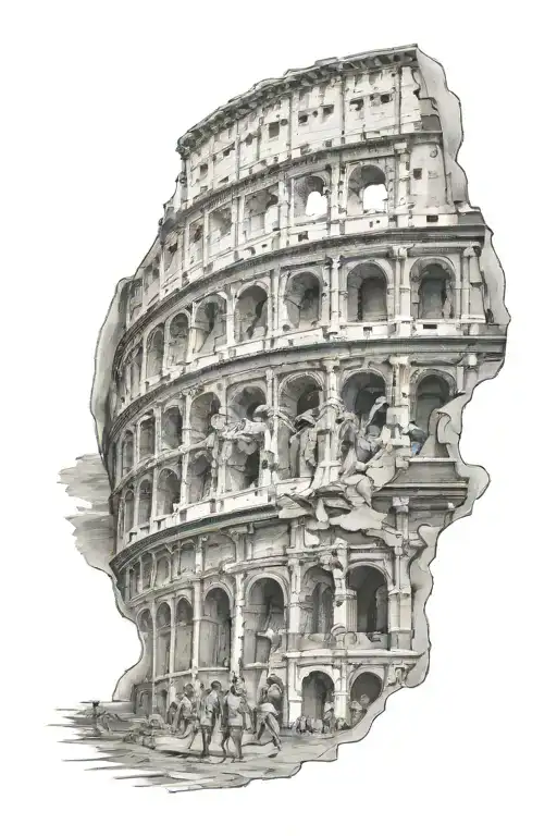 colosseum surrounded by gladiators