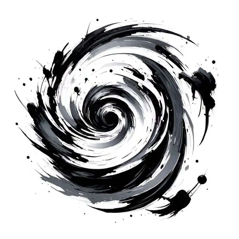 abstract ink design that matches the sharp, flowing, and dynamic brushstroke style