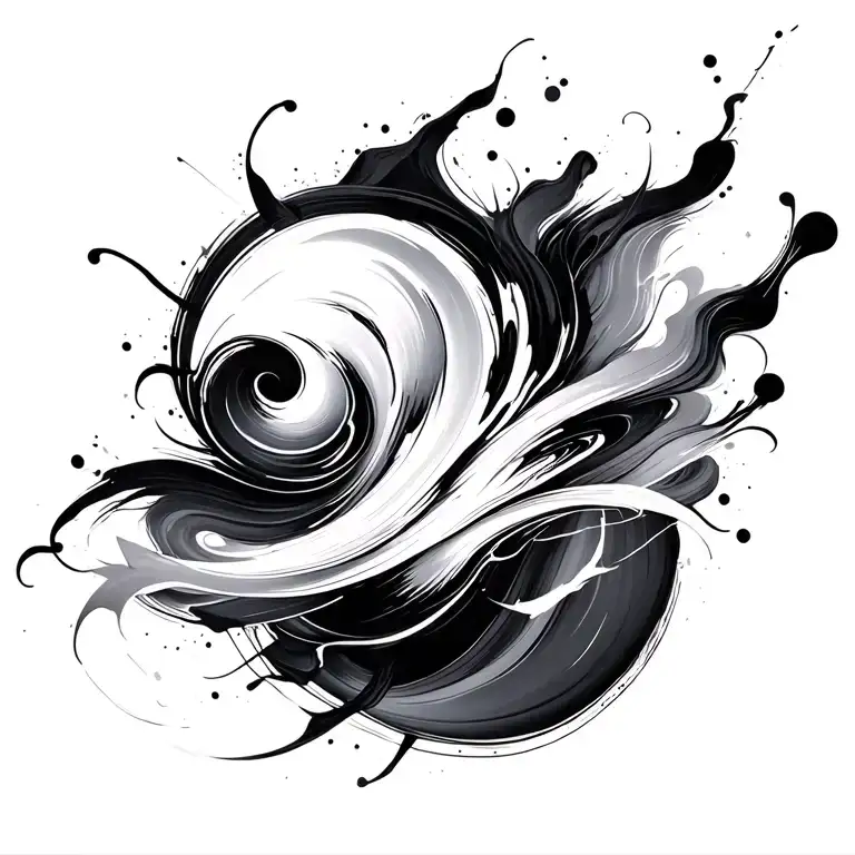 abstract ink design that matches the sharp, flowing, and dynamic brushstroke style - Variation 2