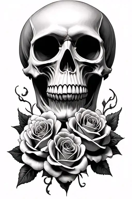 horror skull, roses