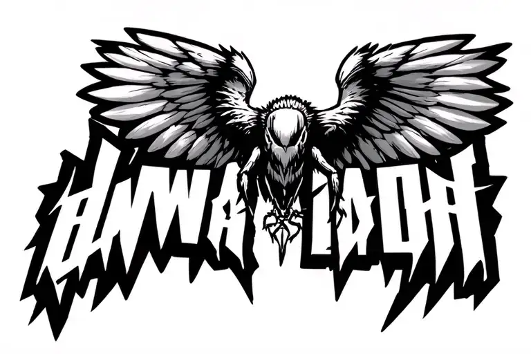 "WASP" war falcon with straight wings not curved. dna as filler and Gatorade style lighting bolts or sig runes