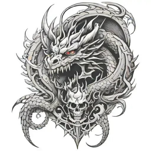 dragon and skulls - Variation 5
