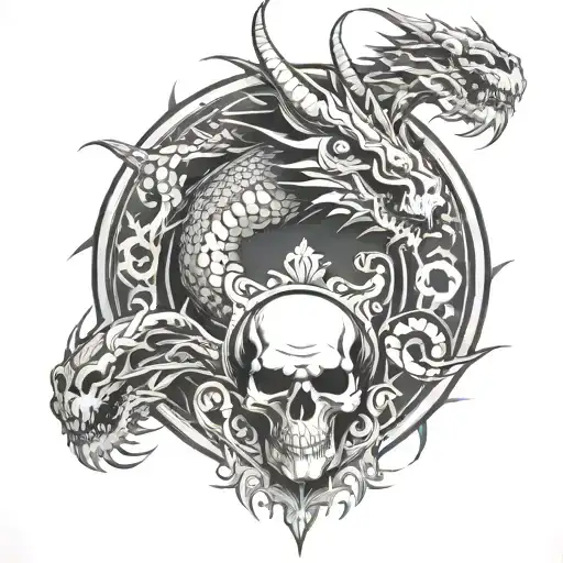 dragon and skulls - Variation 7