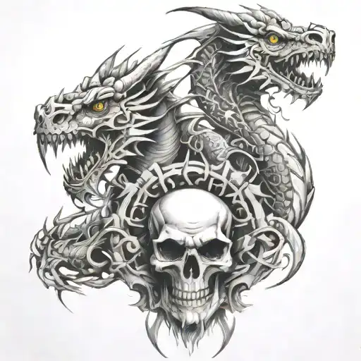 dragon and skulls - Variation 8