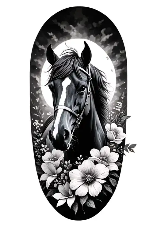 war horse and flowers - Variation 3