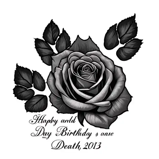 roses and dogs pawprint and his name and birthday day and death date - Variation 2