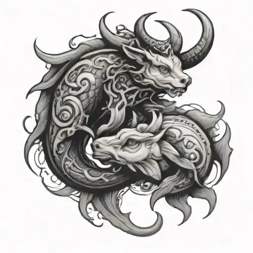 pisces x taurus zodiac sign intertwined