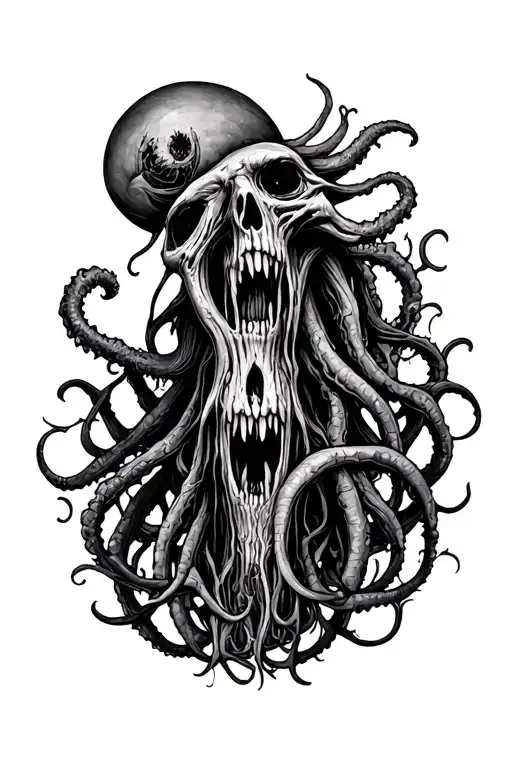 lovecraft eldritch horror sleeve tattoo design