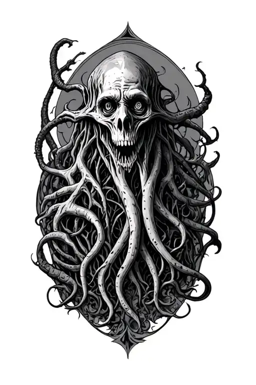 lovecraft eldritch horror sleeve tattoo design - Variation 2