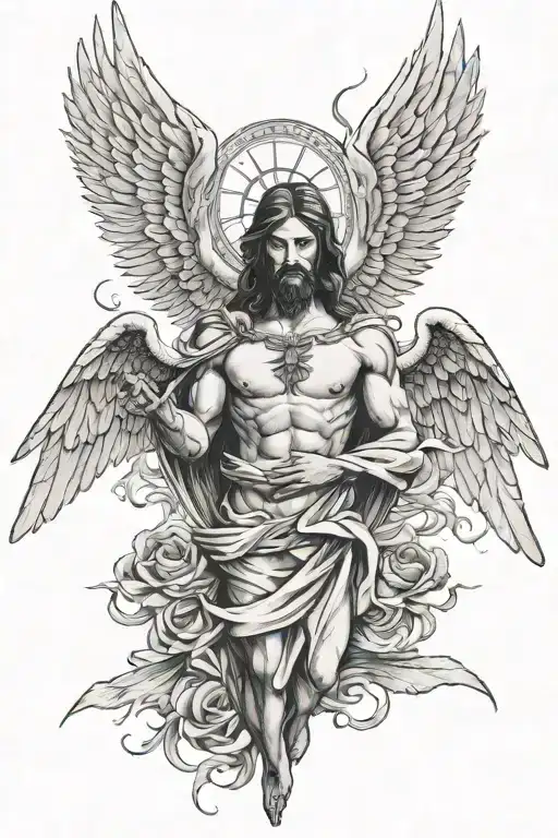 Jesus Christ and angels and demon wings - Variation 2