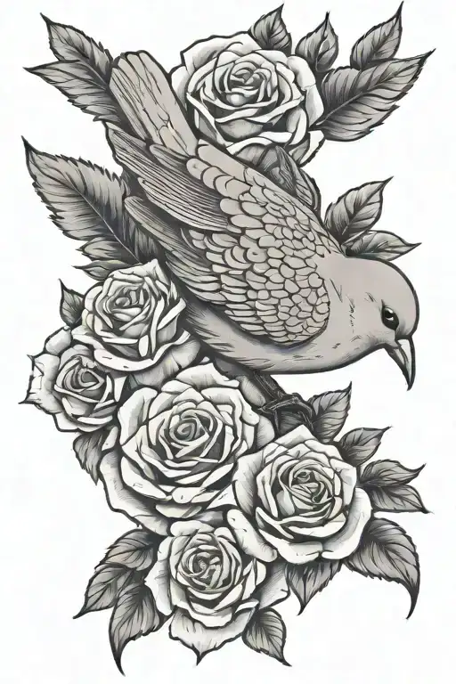 morning dove and roses - Variation 2
