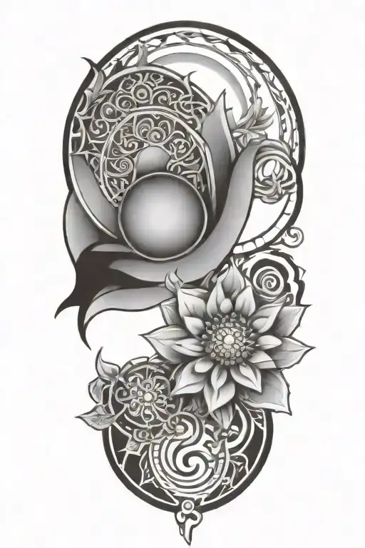 Incorporate a mandala, an aum, buddhist symbols, a book and musical notes