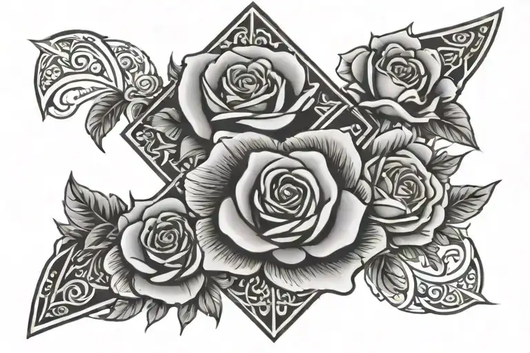 polynesian diamond and roses - Variation 2