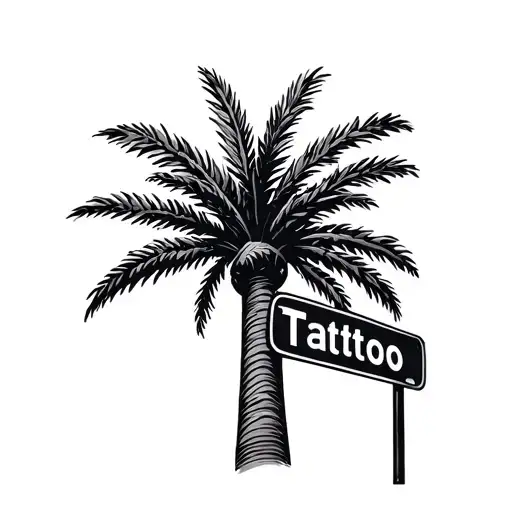 palm tree and street sign