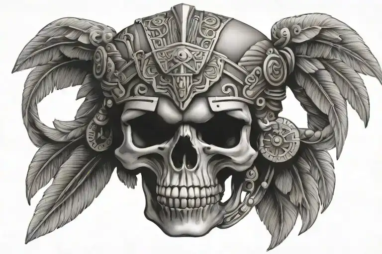 aztec warrior skull wearing a jaguarskull headpiece - Variation 2