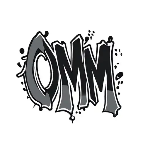 Graffiti Simple Arm Tatto That Says "OMM"