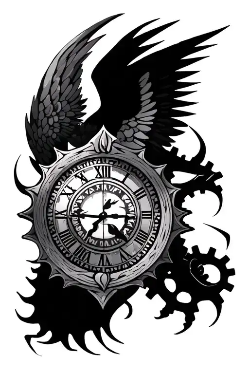 Maori, Gemini sign, Greek clock, celestial angel, warrior, lion, thorn, gear, Gothic - Variation 2