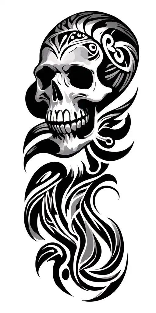 skull soft shading maori design inspired - Variation 2