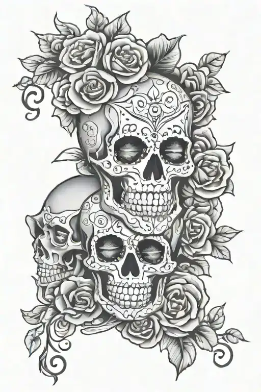 laugh now cry later sugar skulls - Variation 2