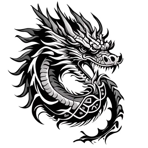 dragon Polynesian Maori style tattoo