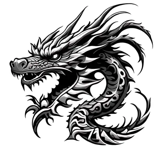 dragon Polynesian Maori style tattoo - Variation 2