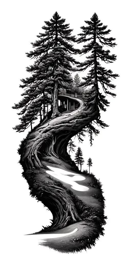 pine forest wrap around tree golf course family - Variation 9