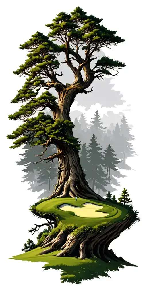 pine forest wrap around tree golf course family - Variation 5